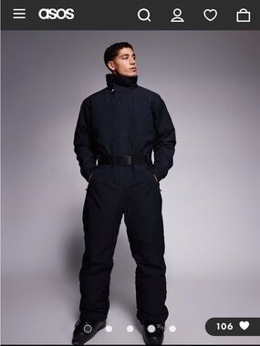 ASOS Black Men's Ski One-Piece Suit with Belt size XL